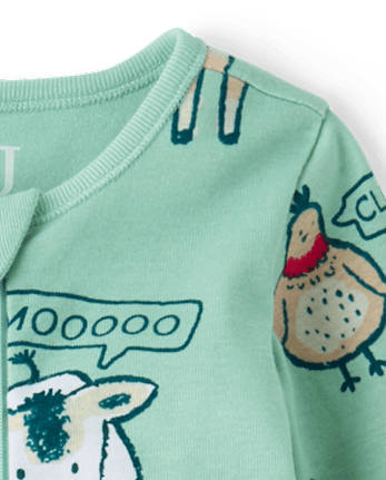Baby And Toddler Boys Farm Animals Snug Fit Cotton Footed One Piece Pajamas