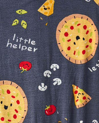 Baby And Toddler Pizza Snug Fit Footed One Piece Pajamas - Super Soft - ODYSSEY GRAY
