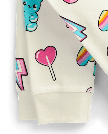 Girls Candy Snug Fit Cotton PajamasÂ - MARSHMALLOW