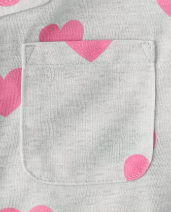 Girls Heart Button Front Pajamas