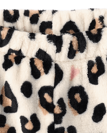 Girls Leopard Heart Pajama Shorts - Cozy Fleece
