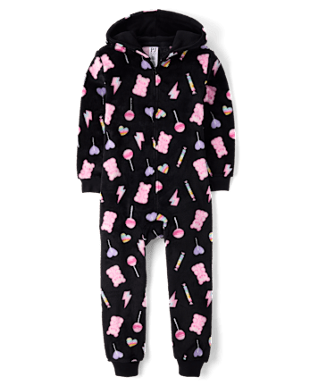 Girls Candy One Piece Pajamas - Cozy Fleece
