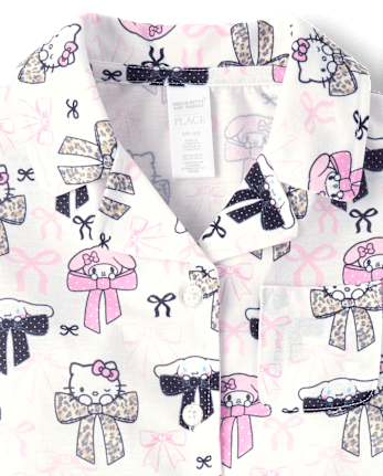 Girls Hello KittyÂ® And Friends Bow Button Front Pajamas
