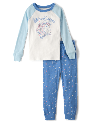 Girls Foil Pny Snug Fit Cotton Pajamas