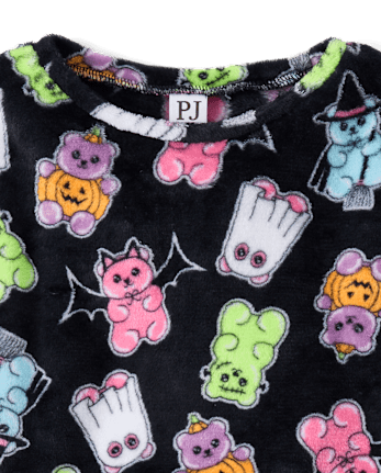 Girls Halloween Candy Bear Pajamas - Cozy Fleece