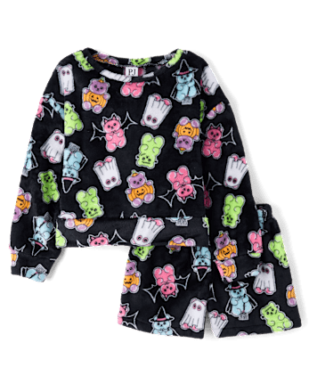 Girls Halloween Candy Bear Pajamas - Cozy Fleece