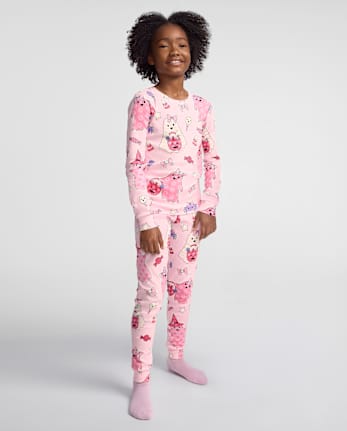 Pyjama en coton ajusté pour filles, motif fantôme phosphorescent