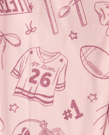 Girls Game Day Snug Fit Football Cotton Pajamas