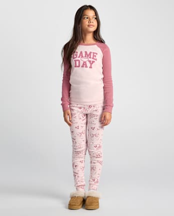 Girls Game Day Snug Fit Football Cotton Pajamas