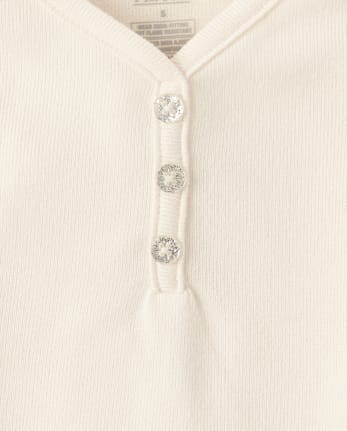 Girls Ribbed Henley Pajama Top