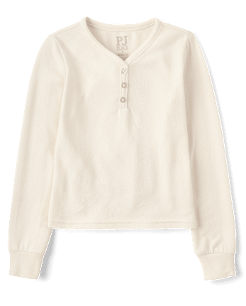 Girls Ribbed Henley Pajama Top