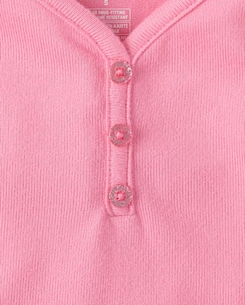Girls Ribbed Henley Pajama Top