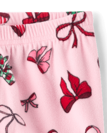 Girls Christmas Bows Dream Fleece Pajama Pants