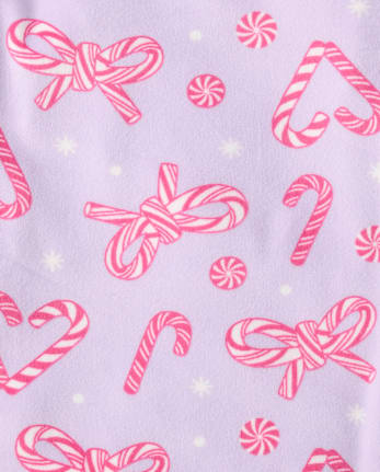Girls Candy Cane Velour Pajamas