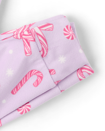 Girls Candy Cane Velour Pajamas