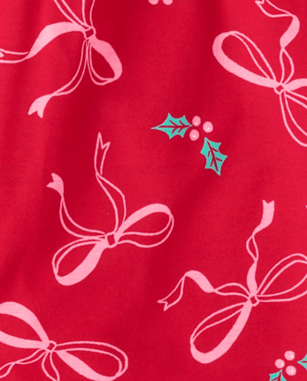 Girls Mommy And Me Christmas Bow Button Front PajamasÂ