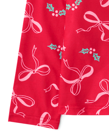 Girls Mommy And Me Christmas Bow Button Front PajamasÂ