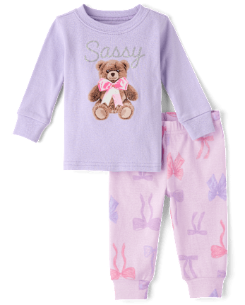 Baby And Toddler Girls Bear Snug Fit Cotton Pajamas