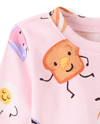 Baby And Toddler Girls Breakfast Snug Fit Cotton Pajamas