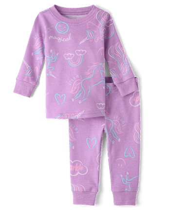 Baby And Toddler Girls Unicorn Snug Fit Cotton Pajamas