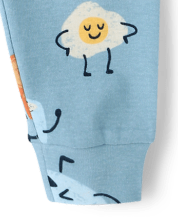 Pyjamas en coton ajustés pour le petit-déjeuner des bébés et petits garçons - BLUE SORBET