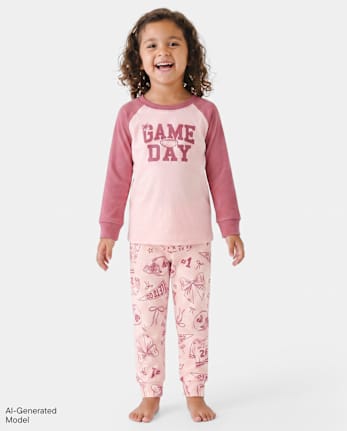 Baby And Toddler Girls Game Day Snug Fit Cotton Pajamas - PRIMROSE CL