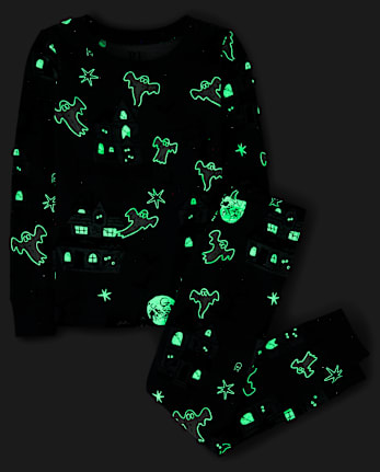 Kids Matching Family Glow Haunted House Snug Fit Cotton Pajamas