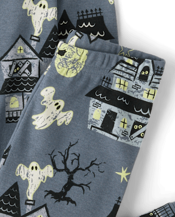 Kids Matching Family Glow Haunted House Snug Fit Cotton Pajamas