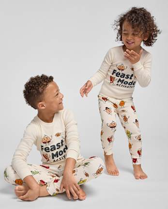 Kids Matching Family Feast Mode Activated Snug Fit Cotton Pajamas