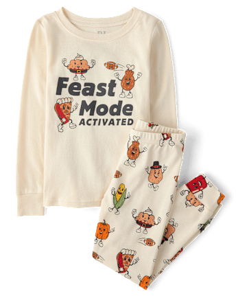 Kids Matching Family Feast Mode Activated Snug Fit Cotton Pajamas