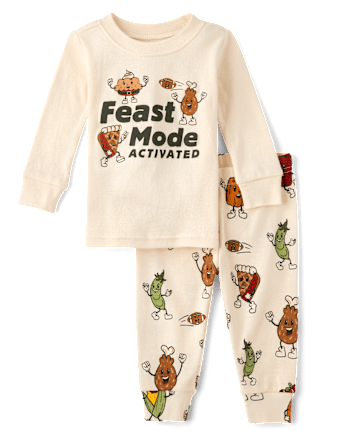 Baby And Toddler Thanksgiving Feast Mode Snug Fit Cotton Pajamas