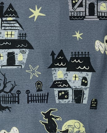 Baby And Toddler Matching Family Glow Haunted House Snug Fit Cotton Pajamas
