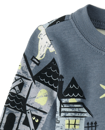 Baby And Toddler Matching Family Glow Haunted House Snug Fit Cotton Pajamas