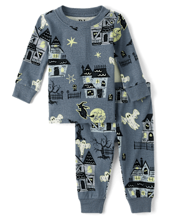 Baby And Toddler Matching Family Glow Haunted House Snug Fit Cotton Pajamas