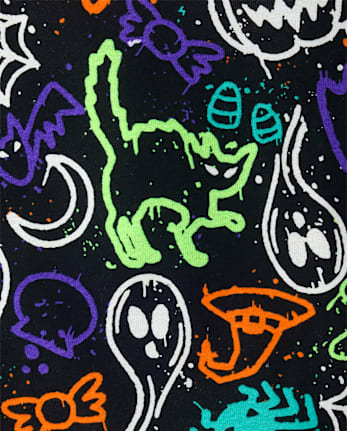 Baby And Toddler Glow Halloween Graffiti Snug Fit Cotton Pajamas