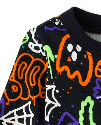 Baby And Toddler Glow Halloween Graffiti Snug Fit Cotton Pajamas