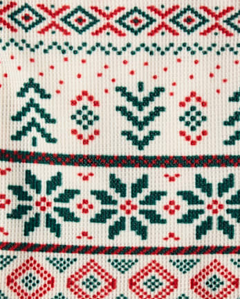 Kids Matching Family Christmas Fairisle Thermal Henley Pajamas