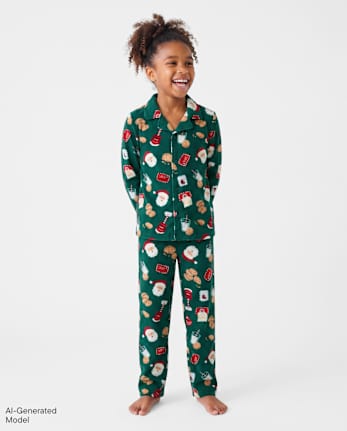 Pyjamas en polaire Dream Fleece assortis pour toute la famille, avec lettre du Père Noël et boutons sur le devant - SPRUCESHAD