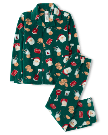 Kids Matching Family Santa Letter Button Front Dream Fleece Pajamas