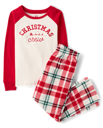 Kids Matching Family Christmas Crew Cotton And Dream Fleece Pajamas