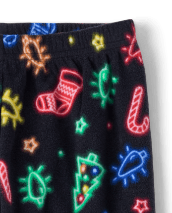 Kids Matching Family Neon Christmas Icon Dream Fleece Pajama Pants