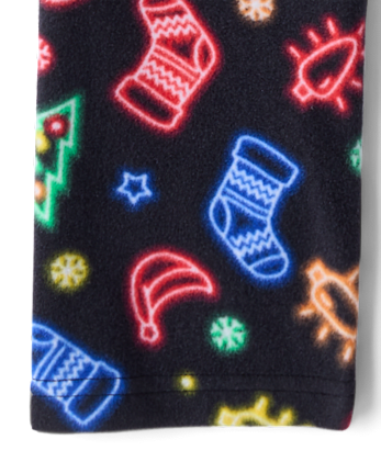 Kids Matching Family Neon Christmas Icon Dream Fleece Pajama Pants