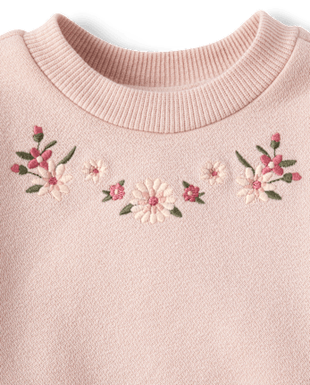 Baby Girls Embroidered Floral 2-Piece Playwear Set