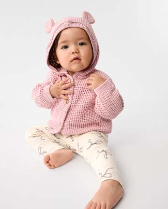 Baby Girls Bear Cardigan - NECTAR PINK
