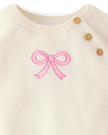 Baby Girls Embroidered Bow 2-Piece Outfit Set