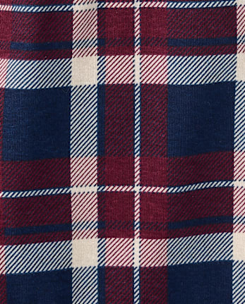 Boys Plaid Henley Snug Fit Cotton Pajamas