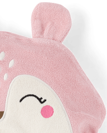 Baby Girls Embroidered Deer Hooded Towel