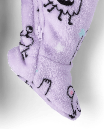 Baby And Toddler Girls Monster Footed One Piece Pajamas - Cozy Fleece - DREAM PURPLE