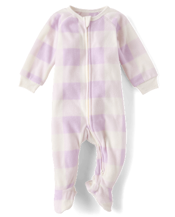 Baby And Toddler Girls Buffalo Plaid Dream Fleece Footed One Piece Pajamas
