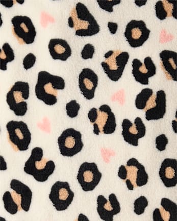 Baby And Toddler Girls Leopard Heart Footed One Piece Pajamas - Cozy Fleece
